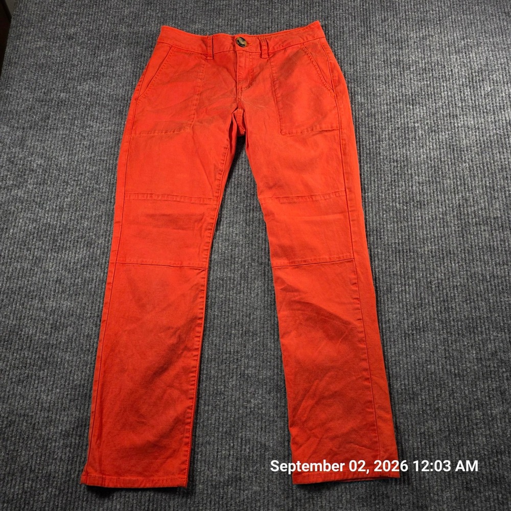 Cabi Orange Utility Patch Pocket Straight Leg Pants Womens 2 Workwear Casual